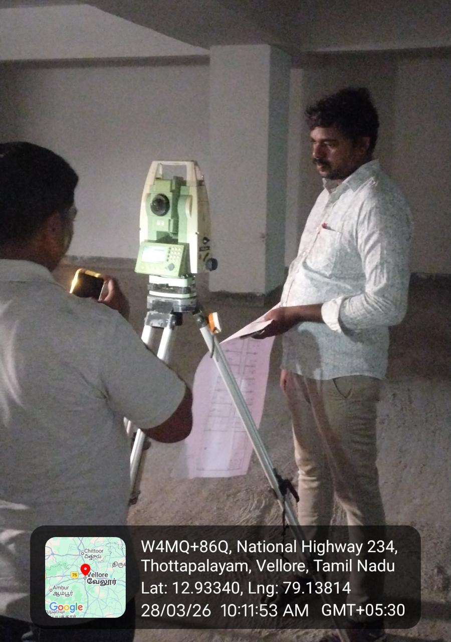 Total Station survey and field investigation at Vellore